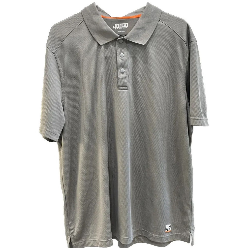 Duluth Trading Large Men's 40 Grit Short Sleeve Polo Shirt Gray Standard Fit
